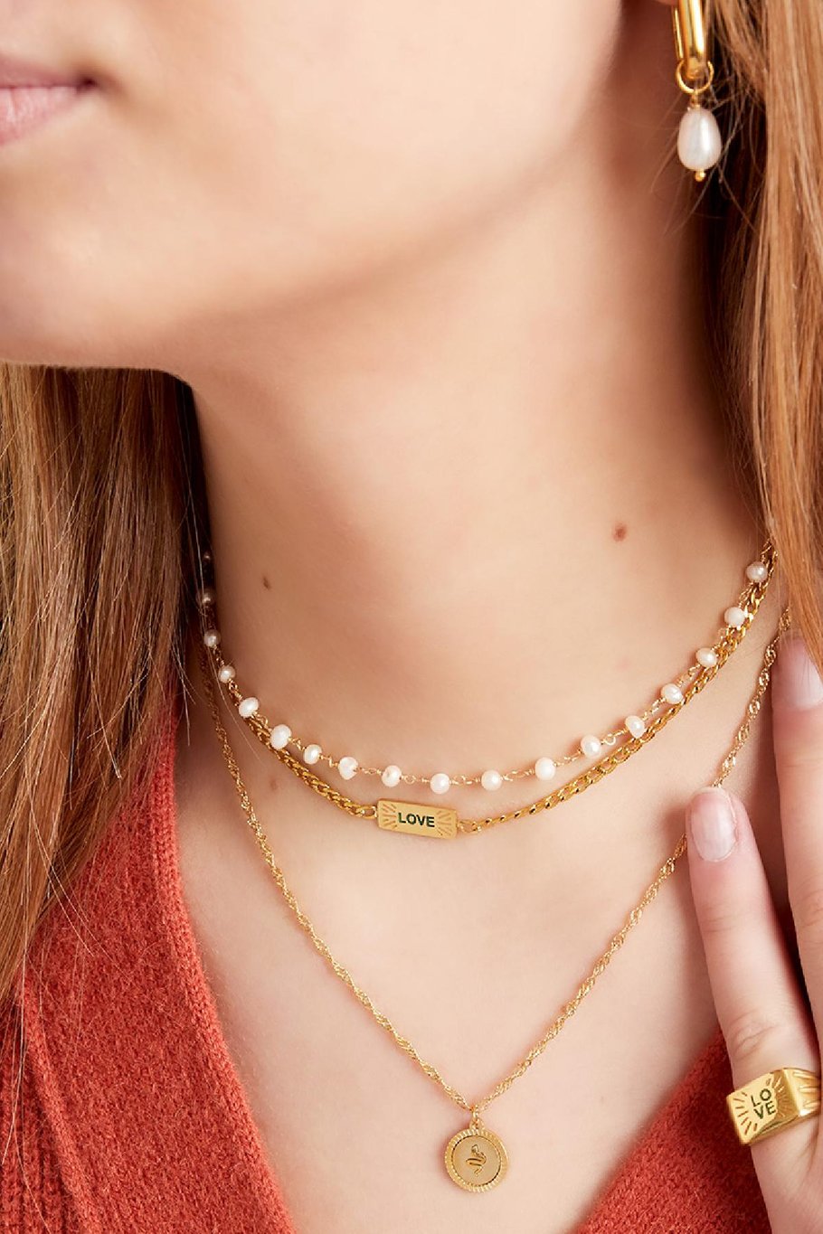 Kogelkraal Liefdesketting Goud kleur Stainless Steel Afbeelding3